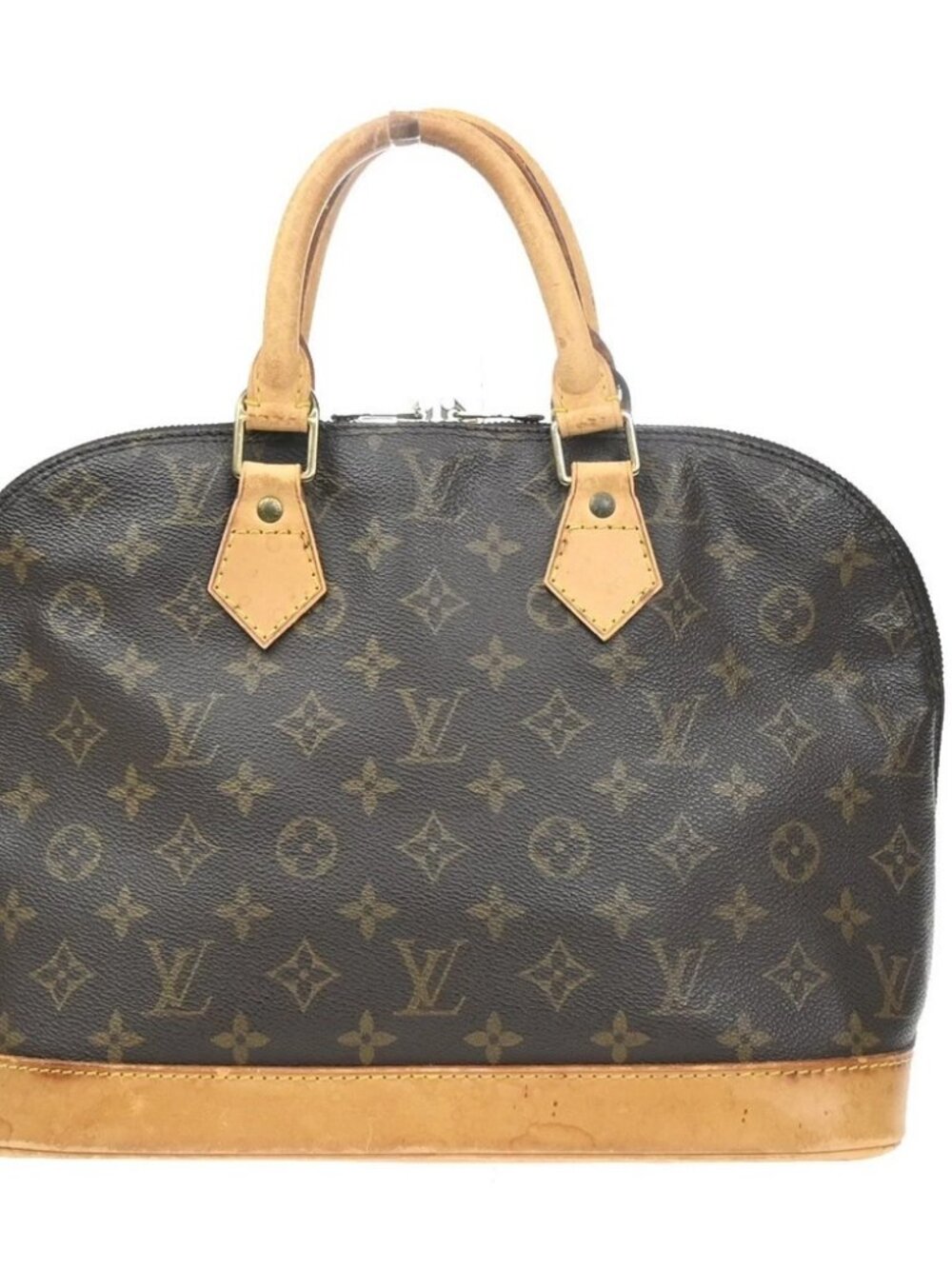 LOUIS VUITTON LV Logo Alma Hand Bag Monogram Leather Brown France M51130 88SA110